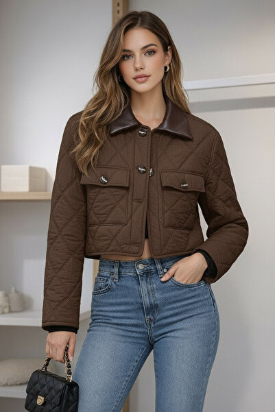 Classy Deri Yaka Kapitone Ceket Mont