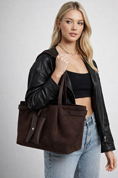 Senza Vedere Ema Cüzdan Detaylı Süet Omuz Çantası