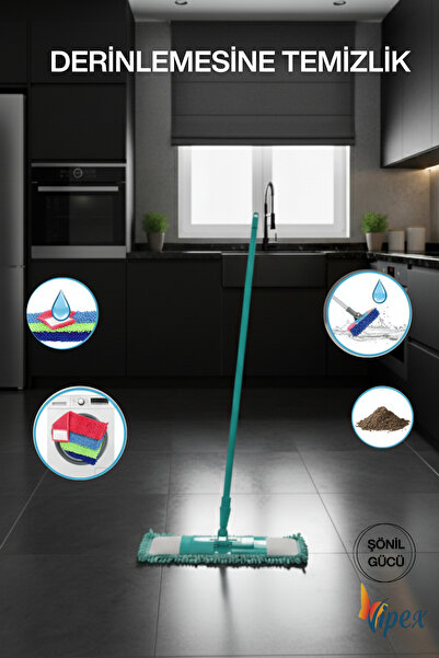 VİPEX 40 Cm Islak-Kuru Mikrofiber Şönil Püsküllü Yedek Markarna Mop Başlığı