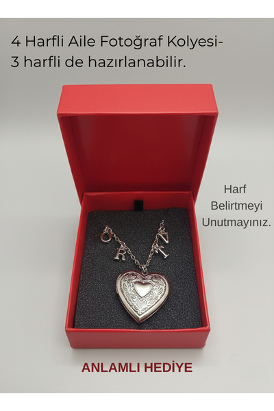 TWOGAN Kişiye Özel Dört Harfli Kallp Açılabilir Kapaklı Fotoğraf Anı Kalp Çel...
