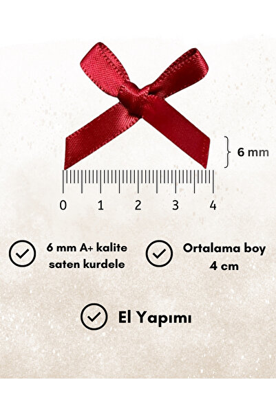 Ak Tuhafiye 50 bucăți panglică din satin burgundy – 6 mm pentru bomboane de n...