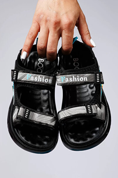 Zaira Sandale baieti gri din material textil Felix #21893 - 38