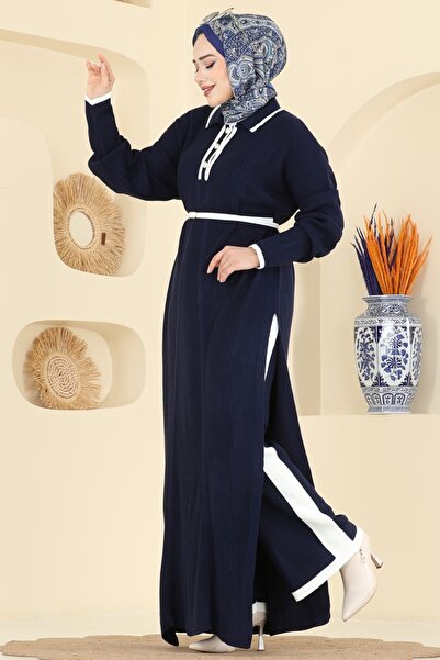 ModaMerve Derin Yırtmaçlı Triko Takım 503TPK1167-MS Laci