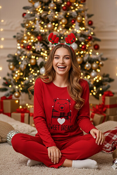 ELİTOL طقم بيجامة تيدي بير من القطن المتشابك للنوم الهانئ