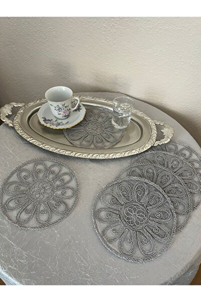 BRL ÇEYİZ HOME Set of 6 Stylish Coffee Side Presentation Guipure Tulle Napkins