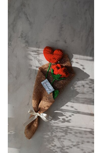 DelinaFrida-BobRossCraft Rose Heart Bouquet, Hand Knitted Bouquet, Valentine'...