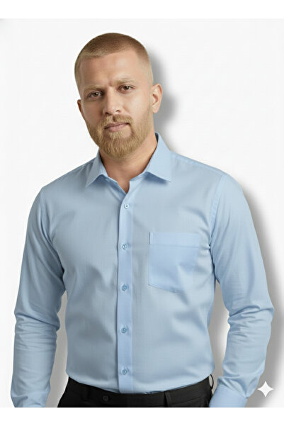 ribana Men's Long Sleeve Regular Fit Basic Easy-Iron Non-Iron Shirt with Pockets