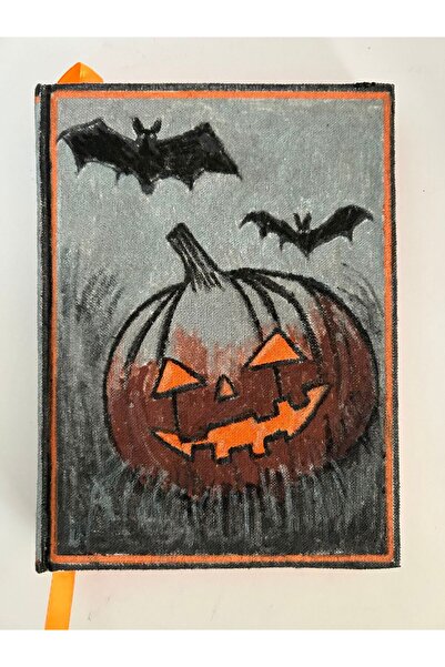 SimplyTexGoGlobal Gray Halloween A5 Notebook, 80 gsm Orange Paper