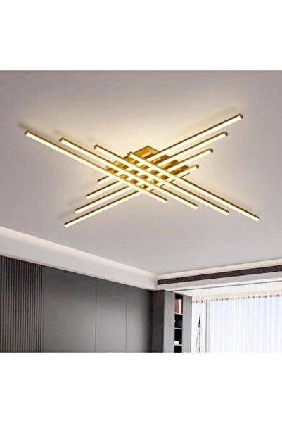 LEDZONE Lustra LED 256W 3 Functii Aurie Dimabila cu Telecomanda LZ4216-8