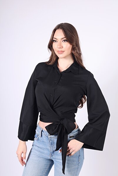 YEK&BİR Women's Wide Sleeve Side Tie Shirt