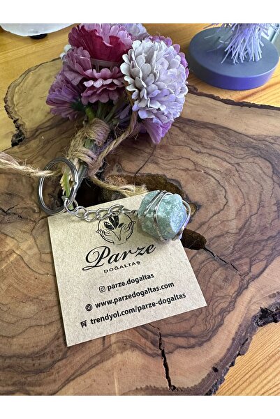 parze doğaltaş Aventurine Raw Natural Stone Keychain