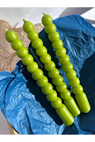 Daisyyartxstudio bubble şamdan mum yeşil 3 adet