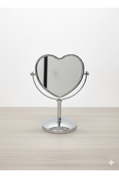 İ&K Makyaj Aynası Çift Taraflı Büyüteçli Kalpli