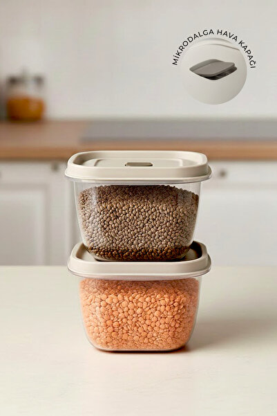 Kitchen Life 2-Piece Leakproof Vacuum Large Size Flour Food Container 2000 ml - Soft Lid Detergent Dispenser