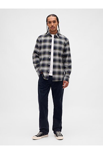 GAP Erkek Lacivert Corduroy Relaxed Straight Pantolon