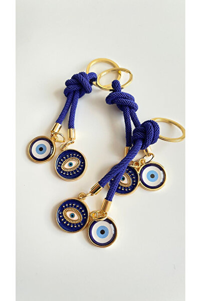 Cassime سلسلة مفاتيح على شكل عين الحسد باللون الأزرق الداكن
