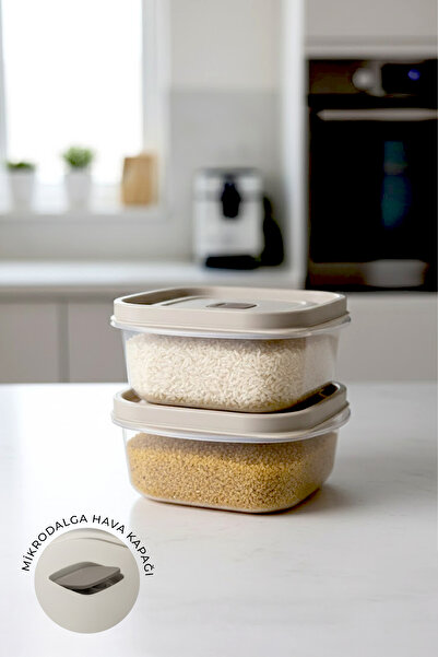 Kitchen Life 2-Pack Leakproof Vacuum Large Size Flour Food Container 1000 ml - Soft Lid Detergent Dispenser