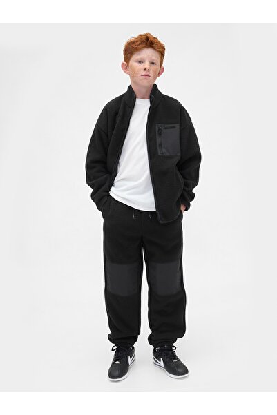 GAP Erkek Çocuk Siyah Relaxed Sherpa Jogger Eşofman Altı