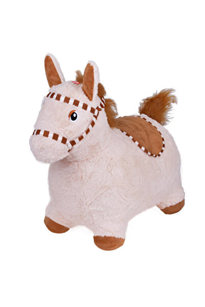 Jokomisiada Calut gonflabil de sarit pentru copii brown, realizat din cauciuc imbracat in plus pufos, cu pompa d