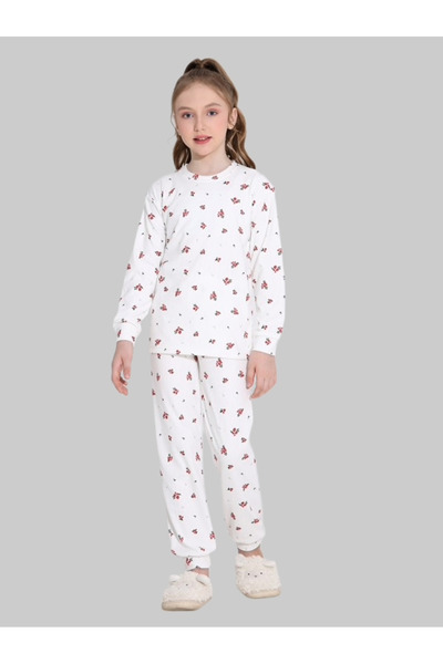 ASBB Girls' pajamas in gorgeous white decorated with playful red hearts