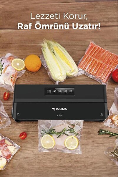 Torima VS-22 Siyah Gıda Mühürleme Vakum Makinesi Yiyecek Tazeliği Koruma Ev Restoran-Vakum Poşeti He