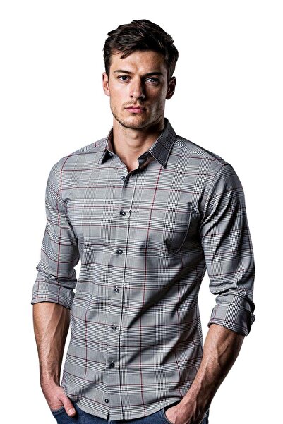 GÖMLEK GALERİSİ Classic Wide Cut Plaid Flannel Long Sleeve Men's Shirt