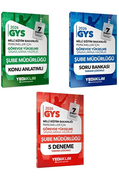 Yediiklim Yayınları Yediiklim 2026 MEB GYS Şube Müdürlüğü Konu+Soru ve Deneme Seti 3 Kitap
