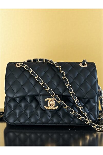 ÇANTA Siyah Kapitone Zincirli El Ve Omuz Çantası