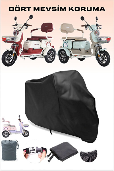 Breen غطاء محرك كهربائي أسود من أورورا وين، غطاء دراجة نارية بثلاث عجلات، مع مشبك تثبيت مطاطي