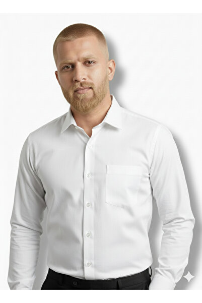 ribana Men's Long Sleeve Regular Fit Basic Easy-Iron Non-Iron Shirt with Pockets