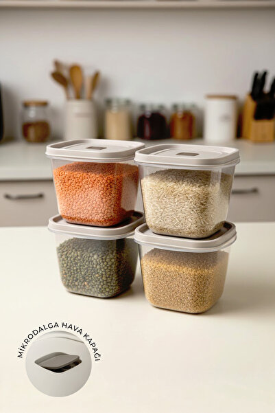 Kitchen Life 4-Piece Leakproof Vacuum Large Size Flour Food Container 2000 ml - Soft Lid Detergent Dispenser