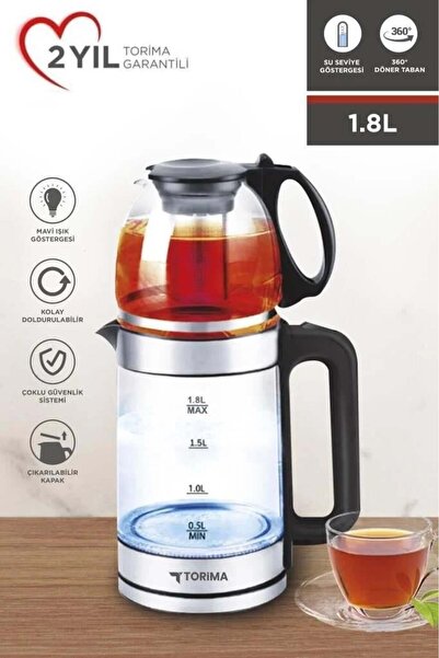 Torima TY-S888-049 Cam Çay Makinesi Kettle Ledli 1500W 1.8L Su Isıtıcı