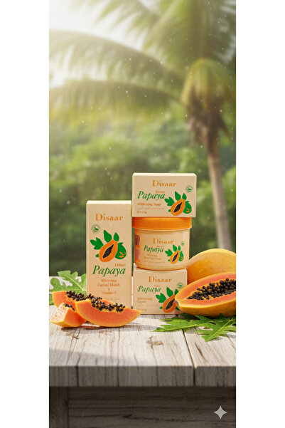 Disaar مجموعة البابايا لتفتيح وتبييض البشرة (غسول +كريم+صابون+كريم للقدمين)