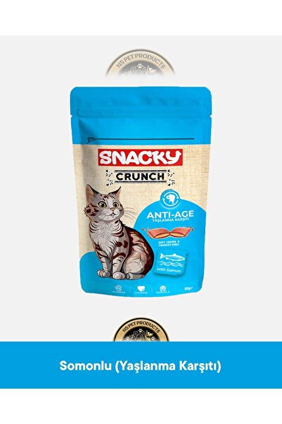 Snacky Crunch Anti Age - Yaşlanma Karşıtı Somonlu Kedi Ödül Maması 60 gr