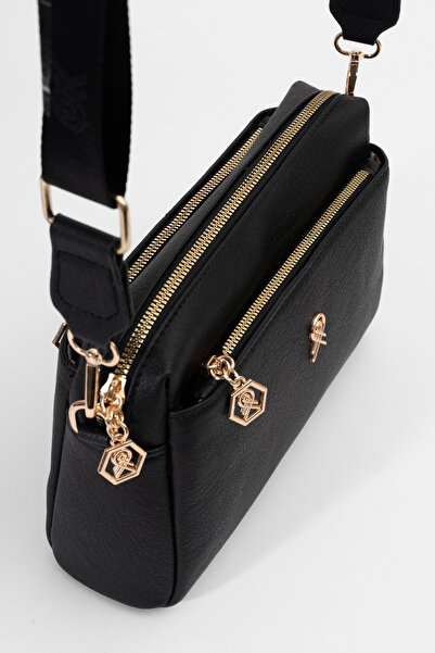 macsoo Kadın Siyah 3 Bölmeli Astarlı Ayarlanabilir Kolon Askılı Çapraz Omuz Ç...