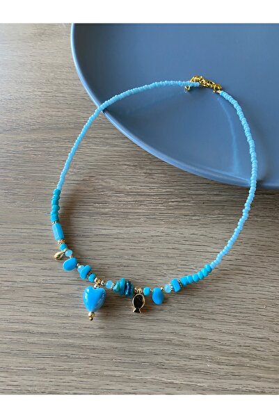 dela otantik Heart Tipped Beaded Bohemian Necklace – Handmade Minimal Boho Au...