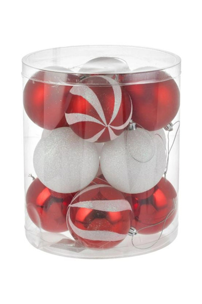 Tam12den Home مجموعة كرات حلوى رأس السنة الجديدة باللون الأحمر غير اللامع وال...