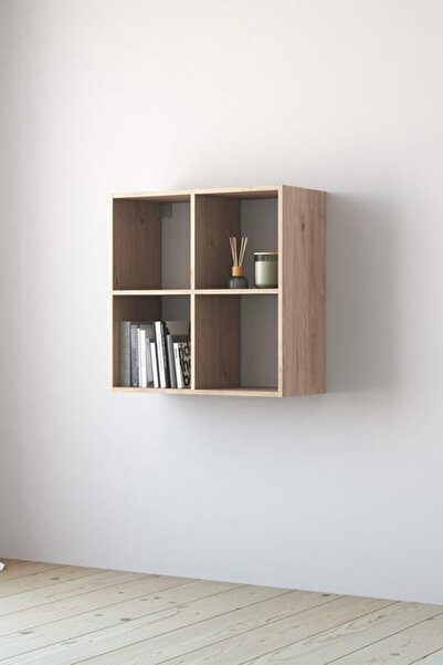 Poyraz Furniture Accessory 4'lü Eşya Raf Ünitesi, Meşe