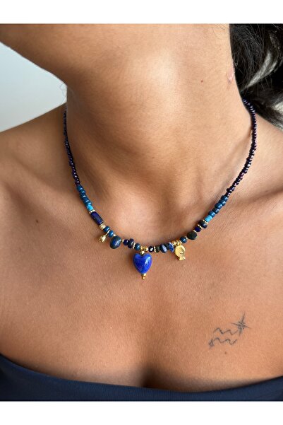 dela otantik Heart Tipped Beaded Bohemian Necklace – Handmade Minimal Boho Au...