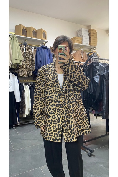 karpuzbutiks PERRY PREMİUM LEOPAR CEKET OVERSİZE KESİM