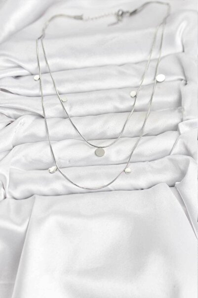 BSRE Silver Color Sequin Women's Necklace (316L Steel)