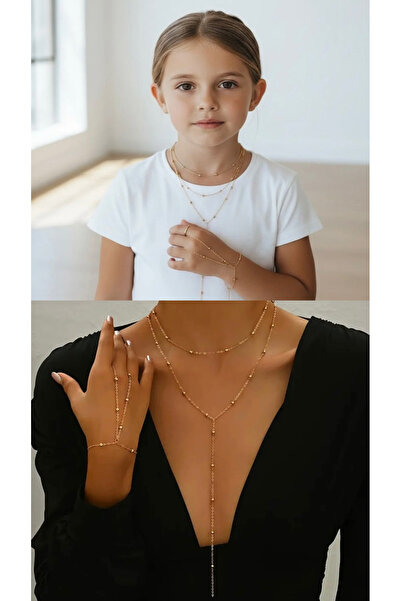 derokas مجموعة من 4 قطع من قلادات الأم والابنة الأنيقة والفاخرة على شكل شاهميران وحرف Y مصنوعة من الفولاذ الحقيقي 316L لا تفقد بريقها ولا تسبب الحساسية جديدة