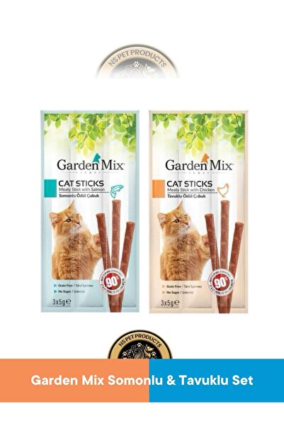 Garden Mix Somonlu - Tavuklu Ödül Çubuk - Kedi Stick Ödül Maması Seti 3x5 gr ...