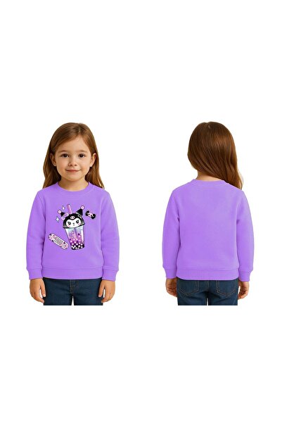SEDİRLİ Unisex Kuromi Printed Children's Swaetshirt 3 Thread Raster