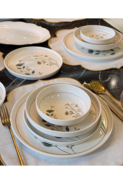 Onedekor 24 Parça Lotus Arte Porselen Yemek Takımı