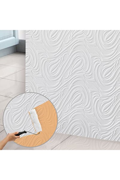 TİNK Kendinden Yapışkanlı 3D Duvar Paneli Boyanabilir Dekota 60x60 cm Dalga D...