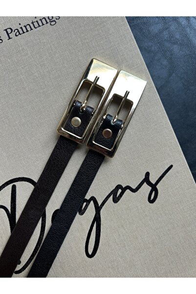 LİA KEMER 2-Piece Inner Patterned Women's Gold Buckle Belt Jacket Belt Dress Belt Trouser Belt