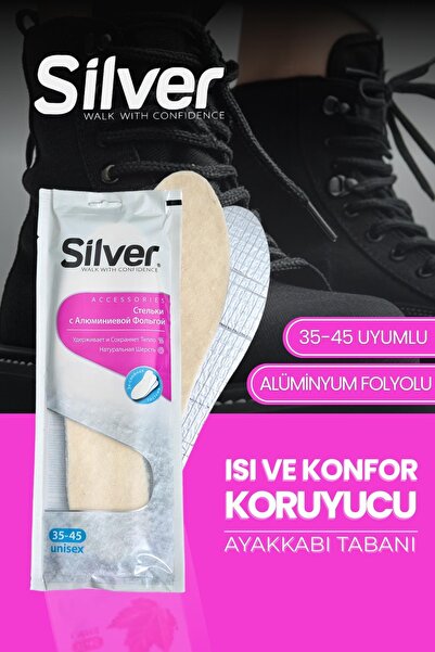 Silver Isı Koruyucu Keçe Ayakkabı Tabanlığı - Naturel Kışlık Taban (35-45)