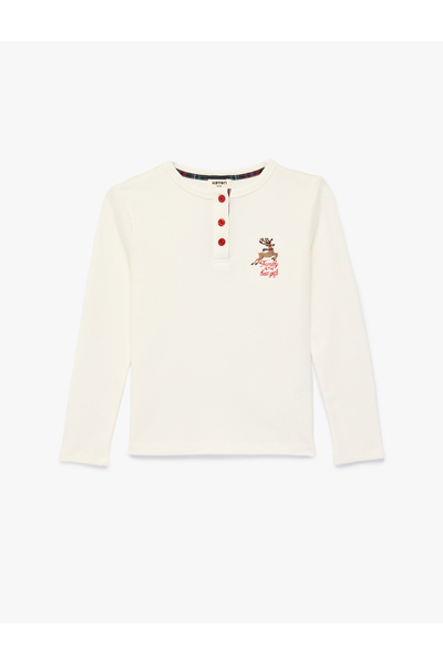 Koton Памучна блуза с дълъг ръкав, деколте и копчета