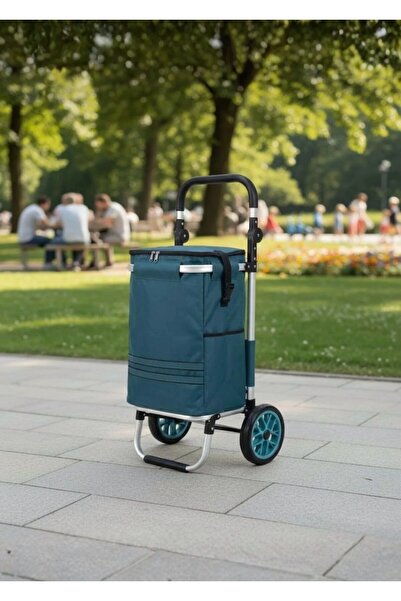 CEZVE HOME Termal Soğutucu Su Geçirmez Çantalı Alüminyum Gövdeli Alışveriş Pa...